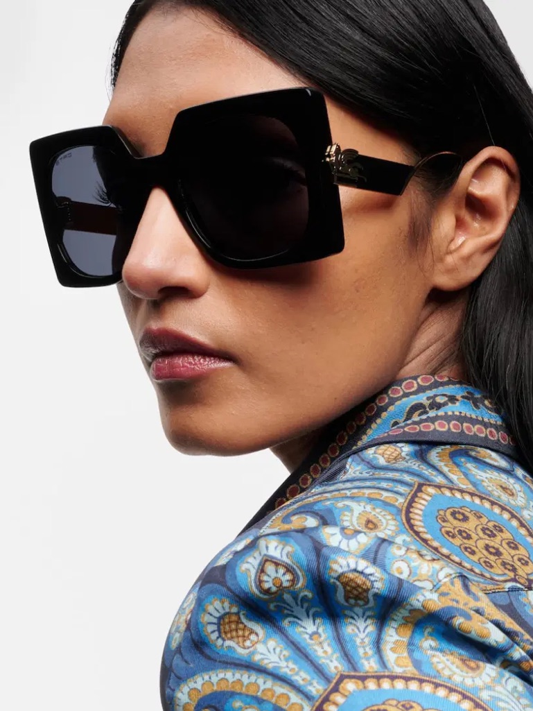 Etro Sunglasses Etro0026/S 807ir Oversized Square Black Frame New Authentic